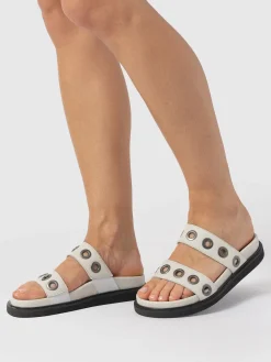 Sandals|Shoes|Saint and Sofia Madison Eyelet Slides - Cream