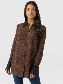 Blouses & Shirts|Saint and Sofia Madison Shirt - Brown Snake
