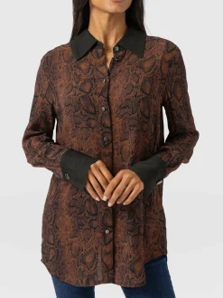 Blouses & Shirts|Saint and Sofia Madison Shirt - Brown Snake