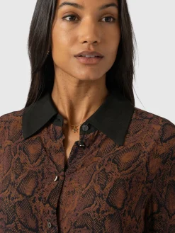 Blouses & Shirts|Saint and Sofia Madison Shirt - Brown Snake