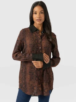 Blouses & Shirts|Saint and Sofia Madison Shirt - Brown Snake