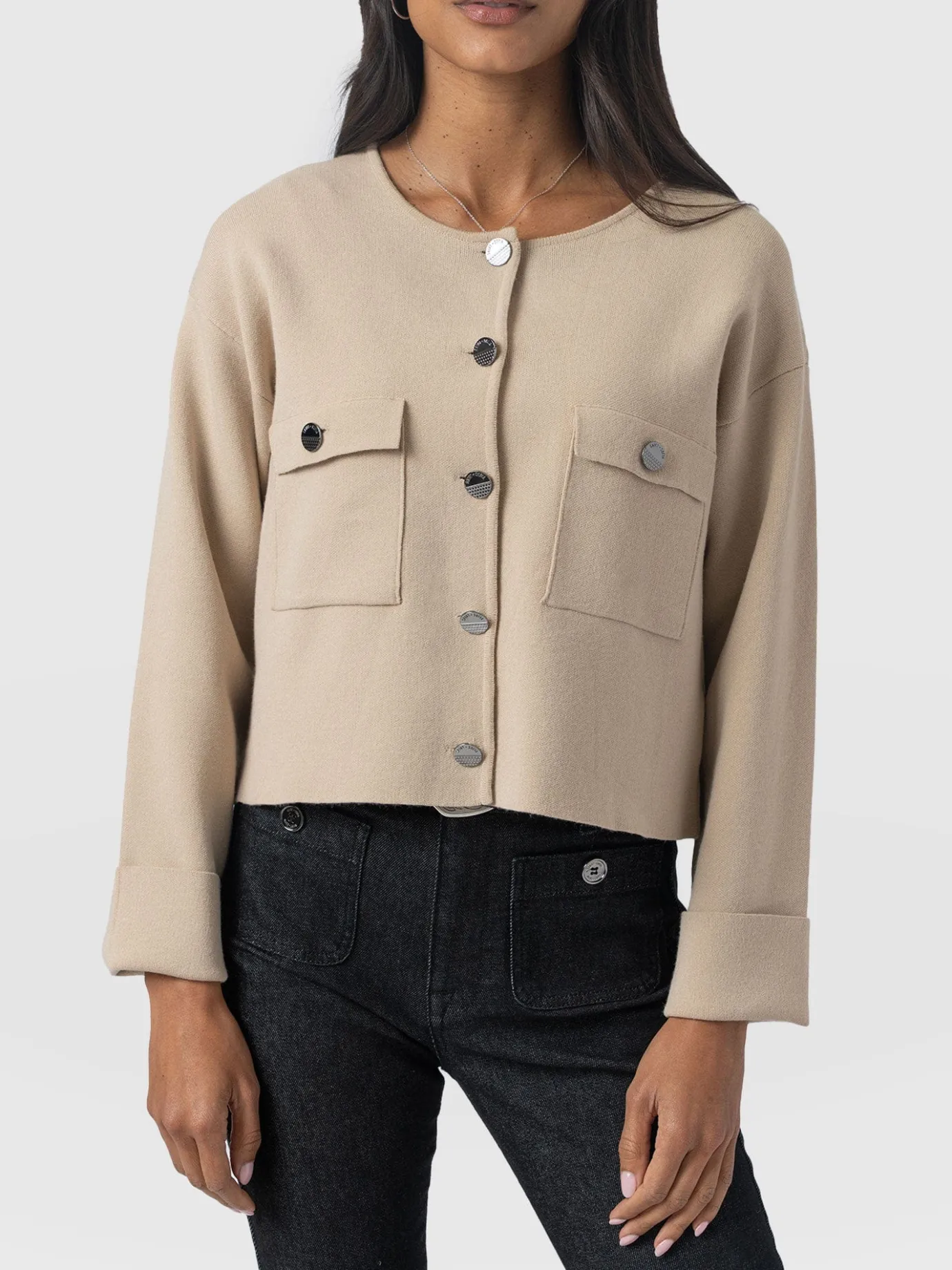 Knitwear|Saint and Sofia Maeva Knit Jacket - Cream