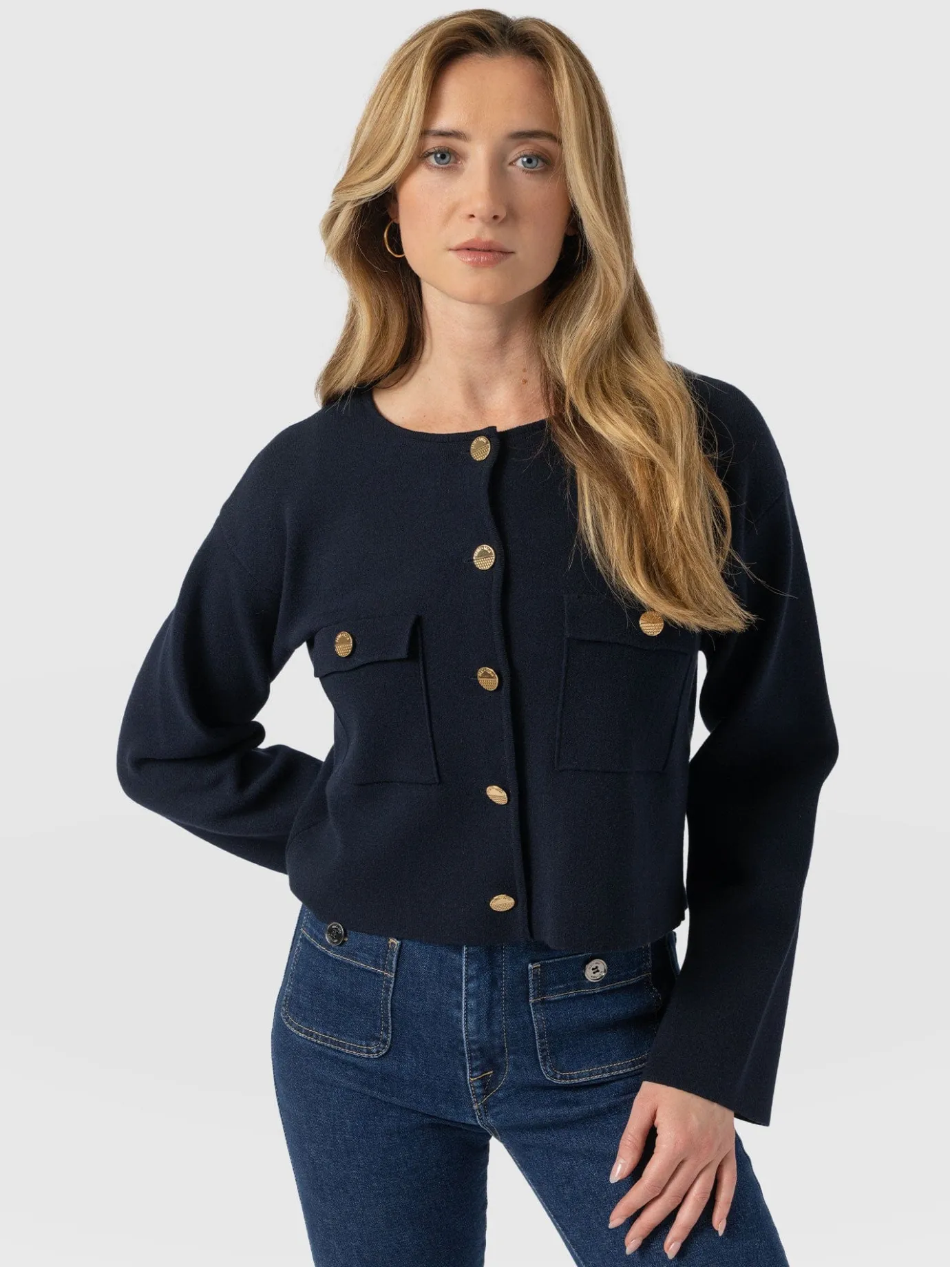 Coats & Jackets|Saint and Sofia Maeva Knit Jacket - Navy