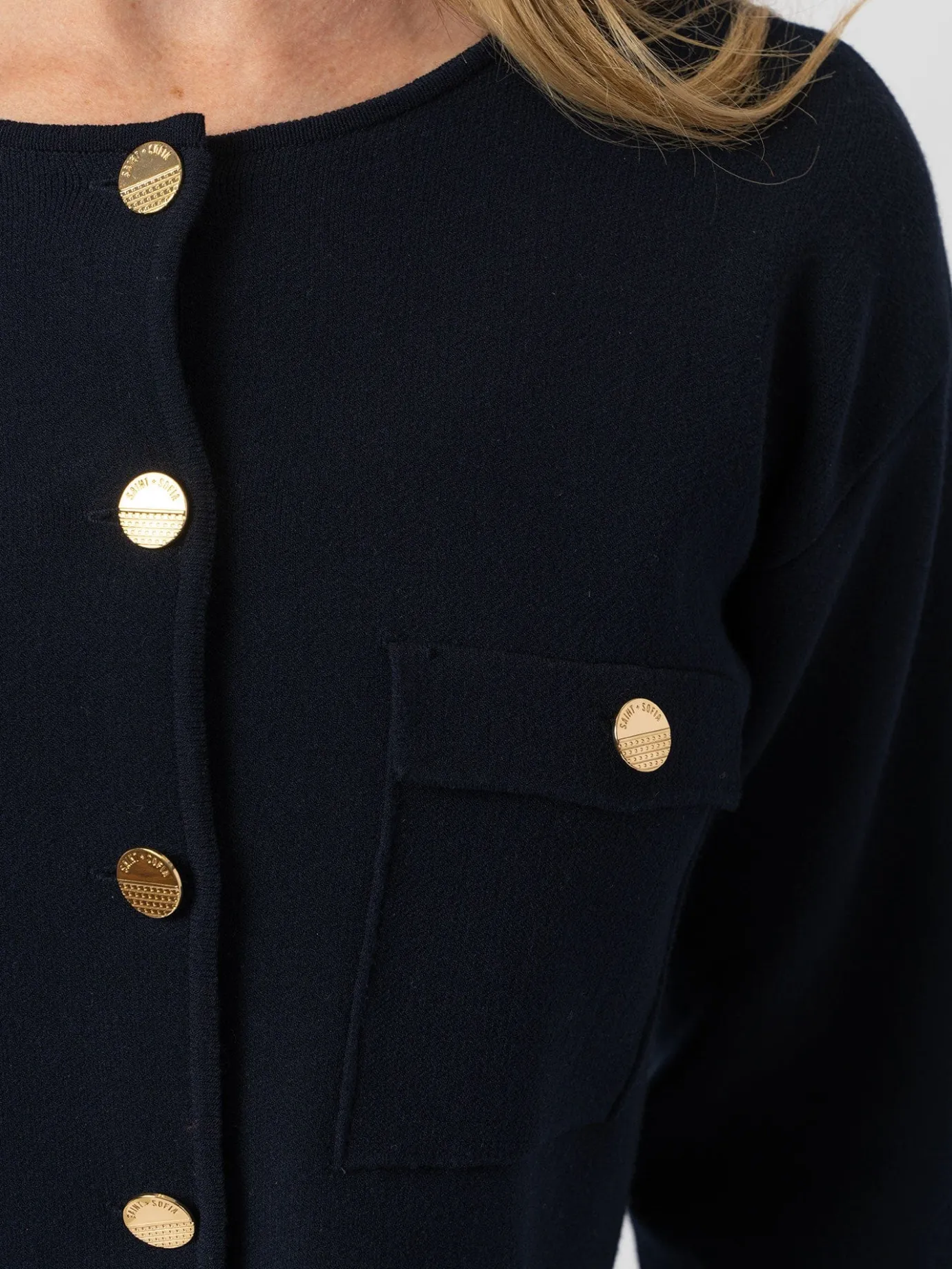 Coats & Jackets|Saint and Sofia Maeva Knit Jacket - Navy