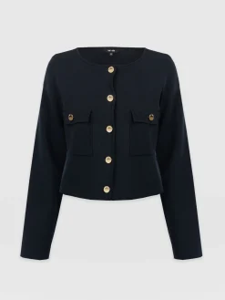 Coats & Jackets|Saint and Sofia Maeva Knit Jacket - Navy