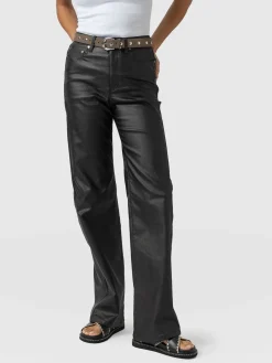 Pants|Denim & Jeans|Saint and Sofia Maeve Wide Leg Pant - Black Coated