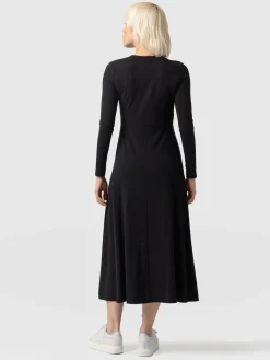 Dresses|Saint and Sofia Maggie Wrap Midi Dress - Black