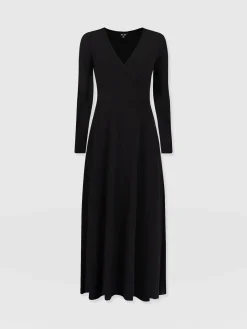Dresses|Saint and Sofia Maggie Wrap Midi Dress - Black