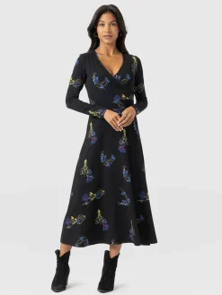 Dresses|Saint and Sofia Maggie Wrap Midi Dress - Blue Lily Gardens
