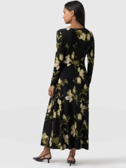 Dresses|Saint and Sofia Maggie Wrap Midi Dress - Green Aurora