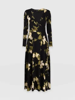 Dresses|Saint and Sofia Maggie Wrap Midi Dress - Green Aurora