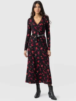 Dresses|Saint and Sofia Maggie Wrap Midi Dress - Pink Aurora