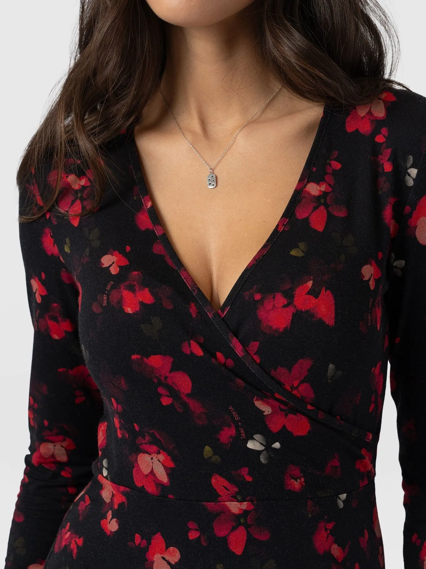 Dresses|Saint and Sofia Maggie Wrap Midi Dress - Pink Aurora