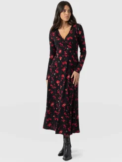 Dresses|Saint and Sofia Maggie Wrap Midi Dress - Pink Aurora