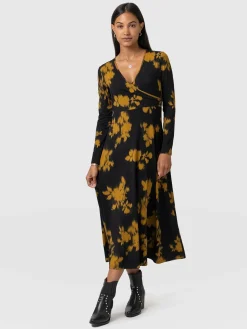 Dresses|Saint and Sofia Maggie Wrap Midi Dress - Yellow Fade Floral