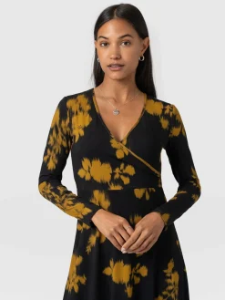 Dresses|Saint and Sofia Maggie Wrap Midi Dress - Yellow Fade Floral