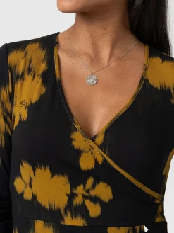 Dresses|Saint and Sofia Maggie Wrap Midi Dress - Yellow Fade Floral