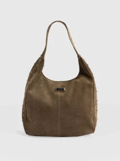 Accessories|Shoulder Bags|Saint and Sofia Margot Hobo Shoulder Bag - Khaki