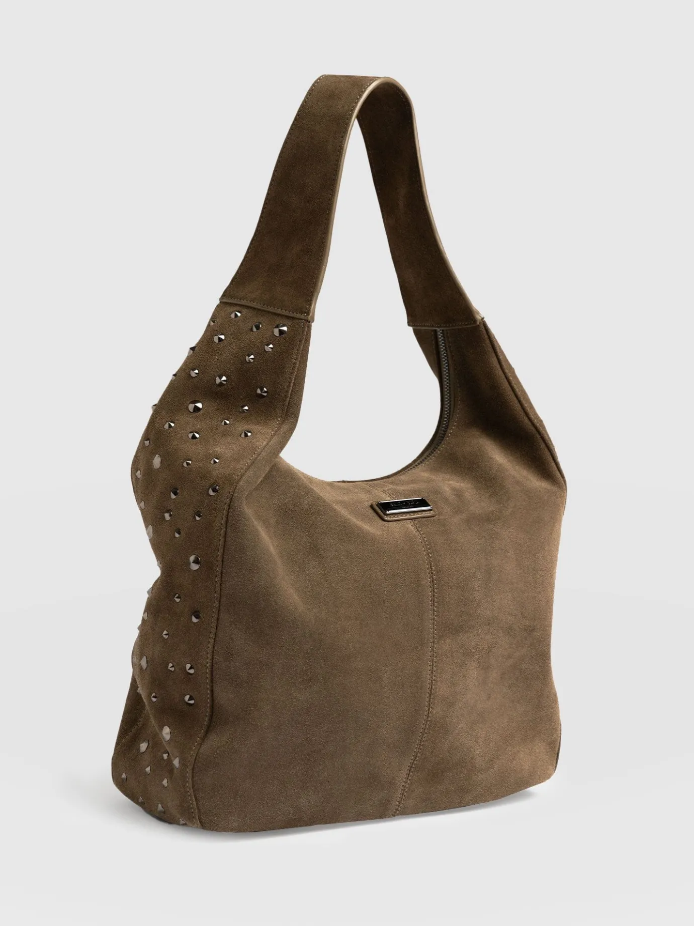 Accessories|Shoulder Bags|Saint and Sofia Margot Hobo Shoulder Bag - Khaki