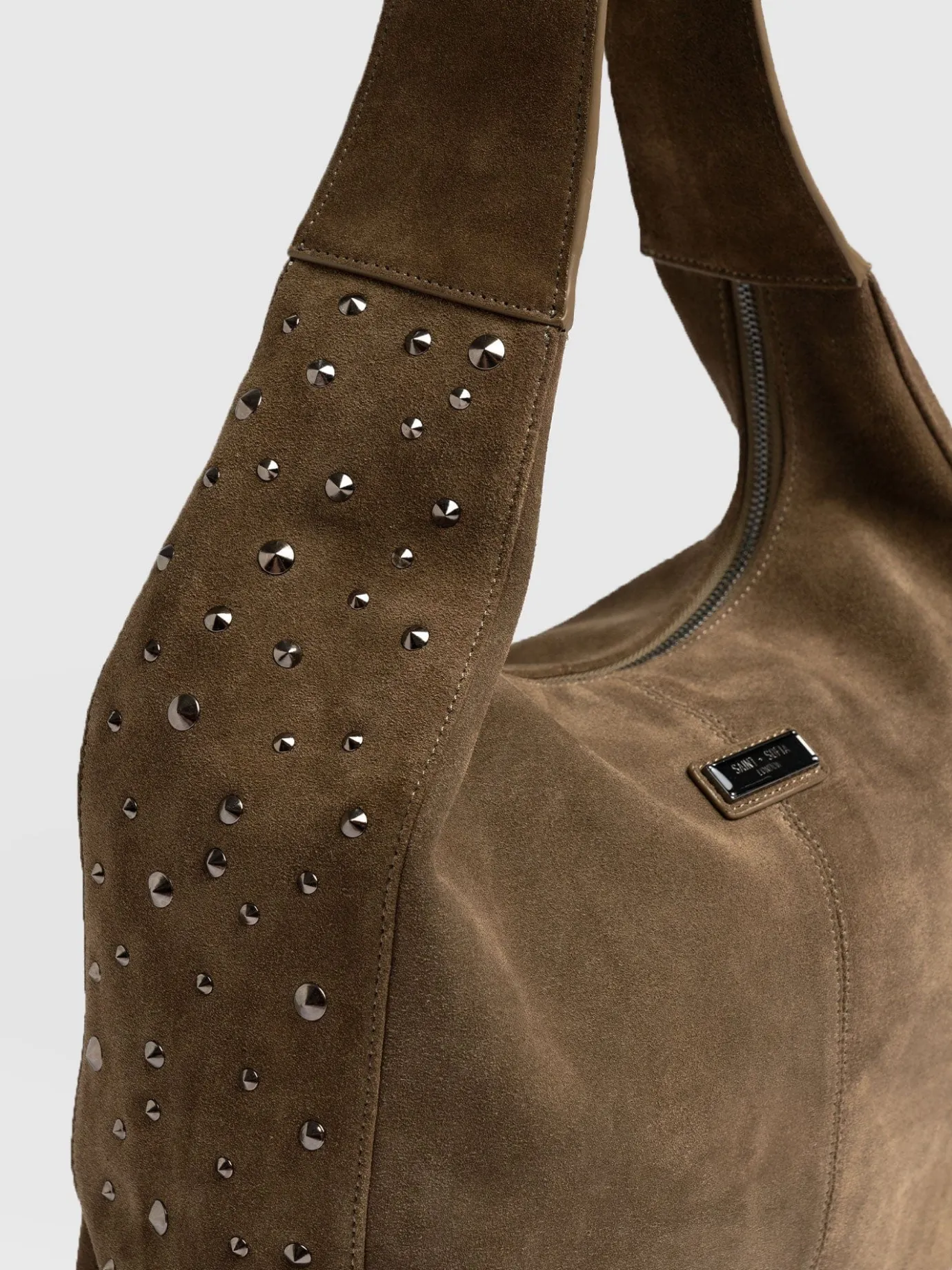 Accessories|Shoulder Bags|Saint and Sofia Margot Hobo Shoulder Bag - Khaki