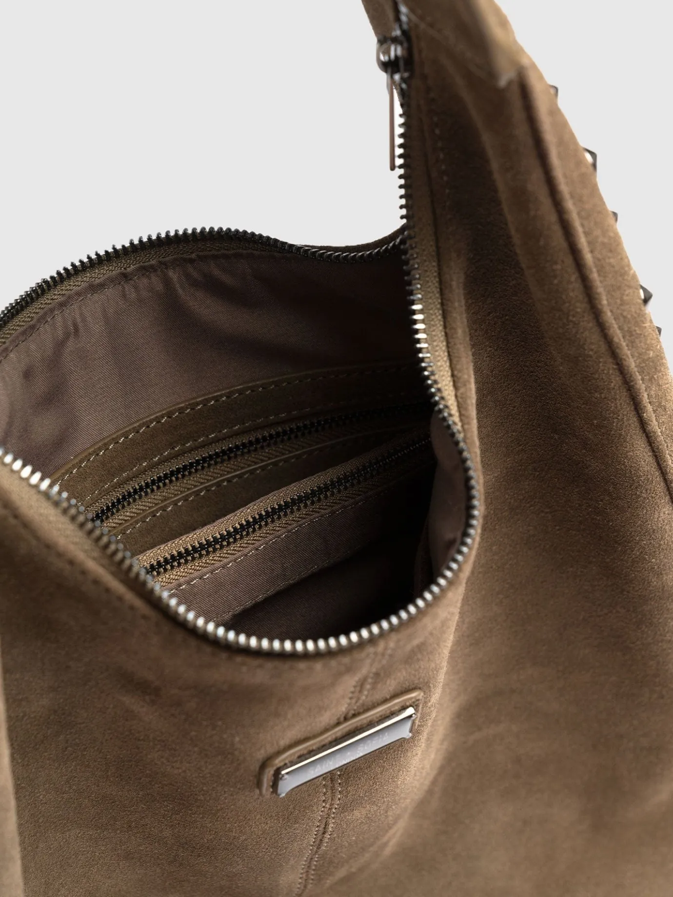 Accessories|Shoulder Bags|Saint and Sofia Margot Hobo Shoulder Bag - Khaki