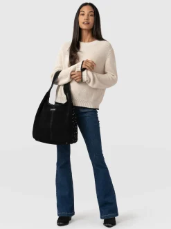 Accessories|Shoulder Bags|Saint and Sofia Margot Hobo Shoulder Bag - Black