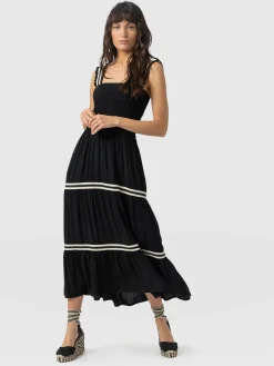 Dresses|Saint and Sofia Maya Shirring Dress - Black