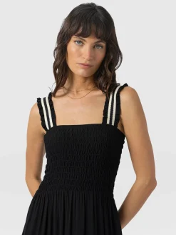 Dresses|Saint and Sofia Maya Shirring Dress - Black