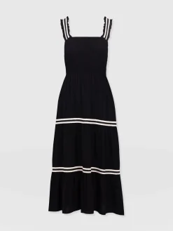 Dresses|Saint and Sofia Maya Shirring Dress - Black