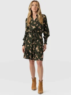 Dresses|Saint and Sofia Mini Olivia Zip Up Dress - Khaki Paisley