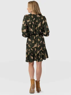 Dresses|Saint and Sofia Mini Olivia Zip Up Dress - Khaki Paisley