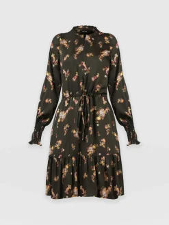 Dresses|Saint and Sofia Mini Olivia Zip Up Dress - Khaki Paisley