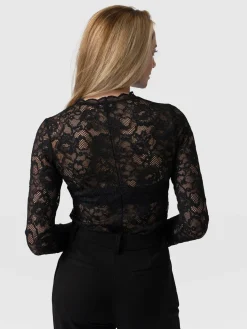 T-shirts & Tanks|Saint and Sofia Miranda Lace Tee - Black