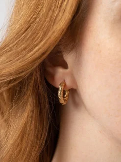 Jewelry|Earrings|Saint and Sofia Molten Hoop Earrings - Gold