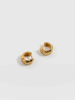 Gold Jewelry|Earrings|Saint and Sofia Molten Huggie Earrings - Gold