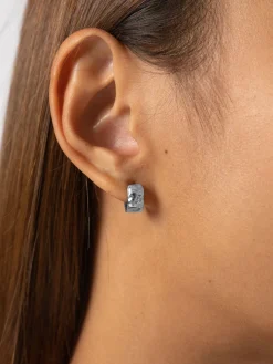 Silver Jewelry|Jewelry|Saint and Sofia Molten Huggie Earrings - Silver