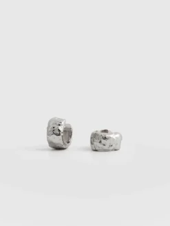 Silver Jewelry|Jewelry|Saint and Sofia Molten Huggie Earrings - Silver