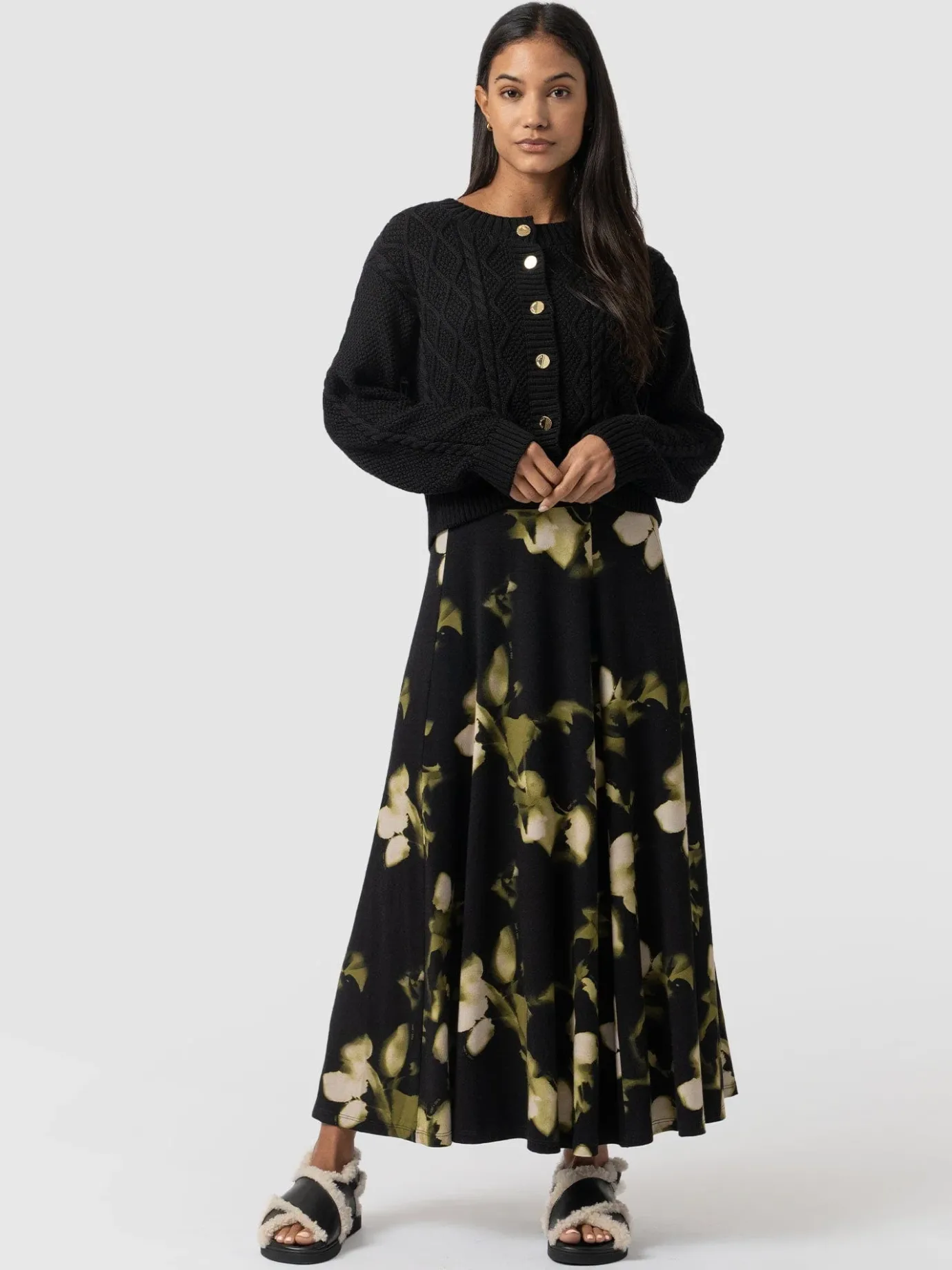 Skirts|Saint and Sofia Nora A-Line Skirt - Green Aurora