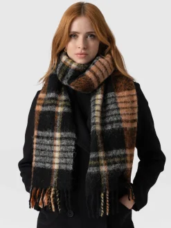 Scarves & Hats|Accessories|Saint and Sofia Nora Check Scarf - Orange