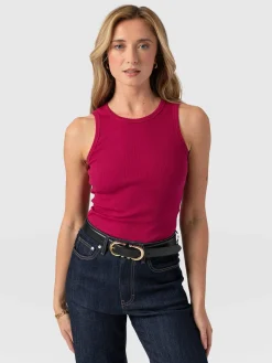 T-shirts & Tanks|Saint and Sofia Nova Racer Vest - Fuchsia Pink