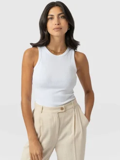 T-shirts & Tanks|Saint and Sofia Nova Racer Vest - White