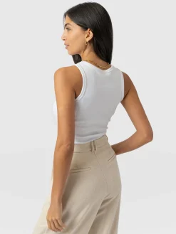 T-shirts & Tanks|Saint and Sofia Nova Racer Vest - White