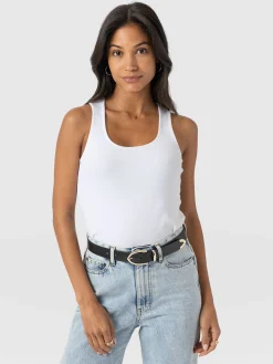T-shirts & Tanks|Saint and Sofia Olivia Rib Vest - White