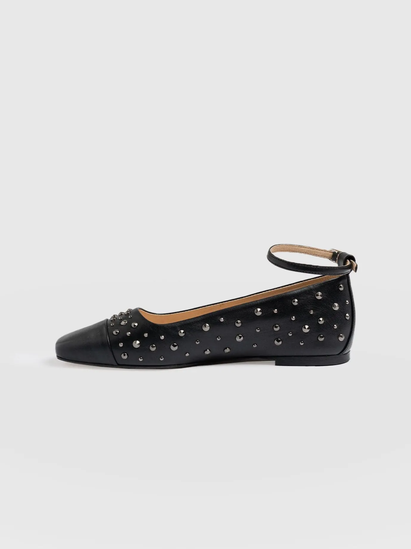 Shoes|Leather|Saint and Sofia Ophelia Leather Ballerinas - Black Studded