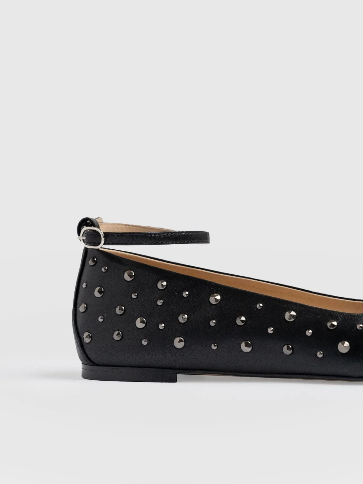 Shoes|Leather|Saint and Sofia Ophelia Leather Ballerinas - Black Studded