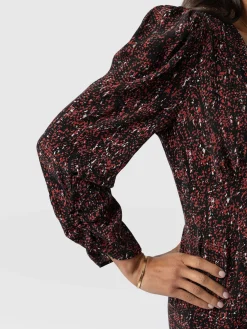 Dresses|Saint and Sofia Paloma Ruched Dress - Red Ditsy Leopard