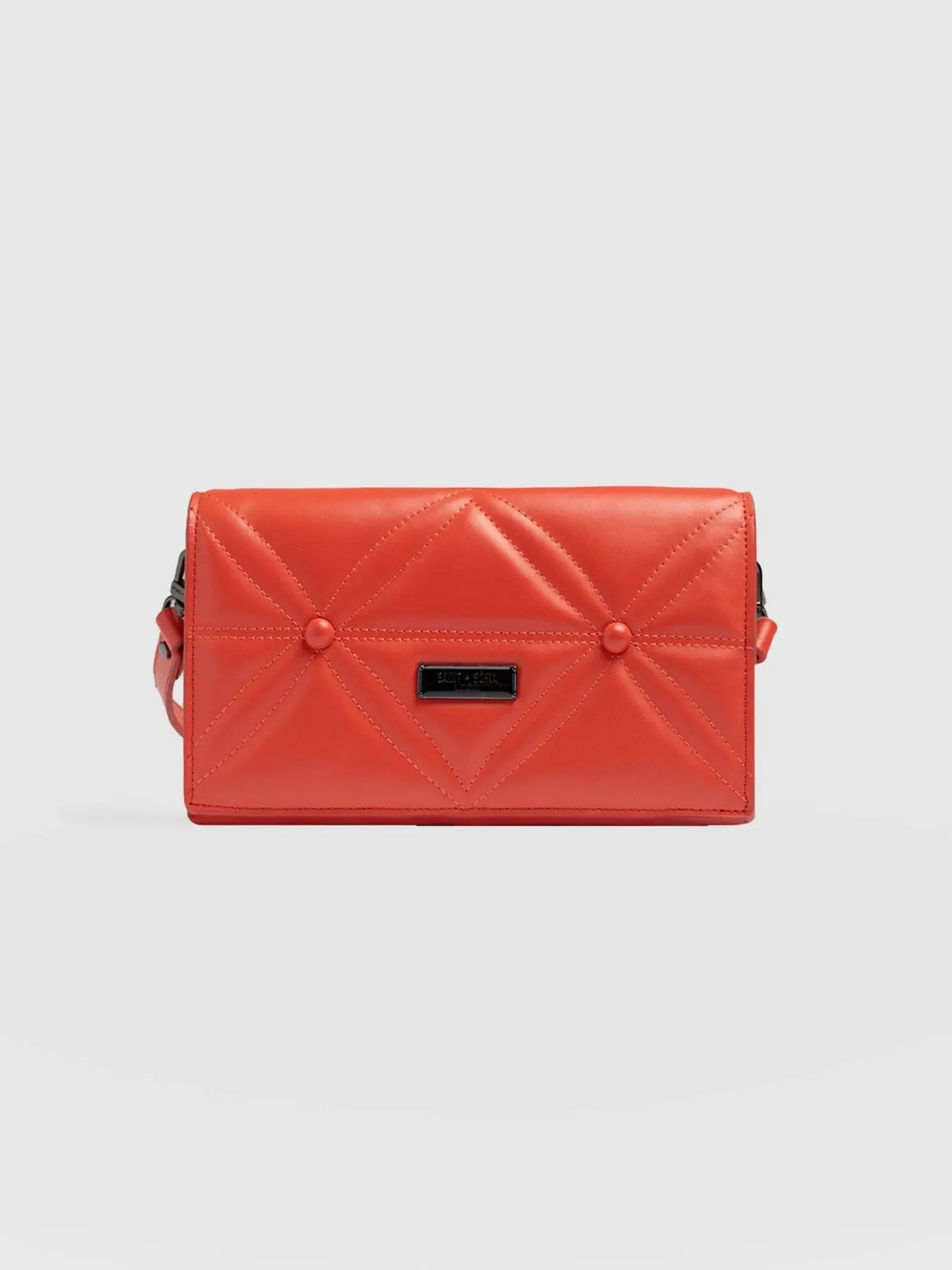 Accessories|Leather Bags|Saint and Sofia Quilted Keira Cross Body Bag - Coral