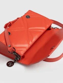 Accessories|Leather Bags|Saint and Sofia Quilted Keira Cross Body Bag - Coral
