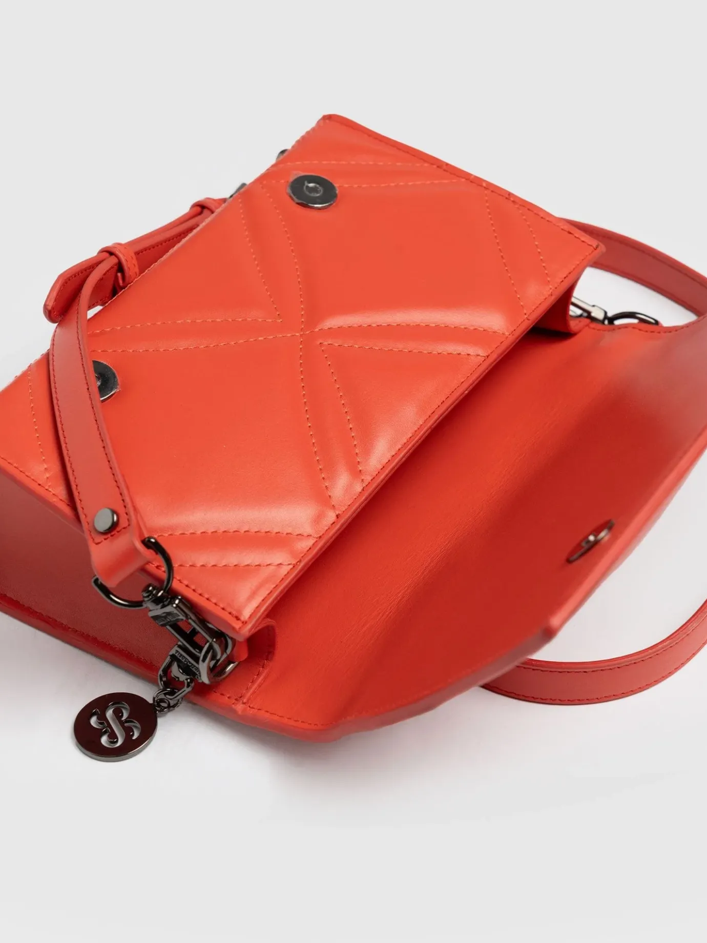 Accessories|Leather Bags|Saint and Sofia Quilted Keira Cross Body Bag - Coral