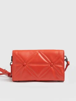 Accessories|Leather Bags|Saint and Sofia Quilted Keira Cross Body Bag - Coral